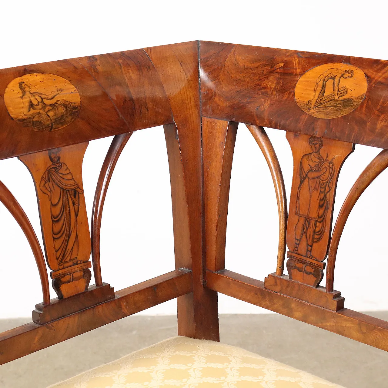 Divano Impero in noce e tessuto, '800 3