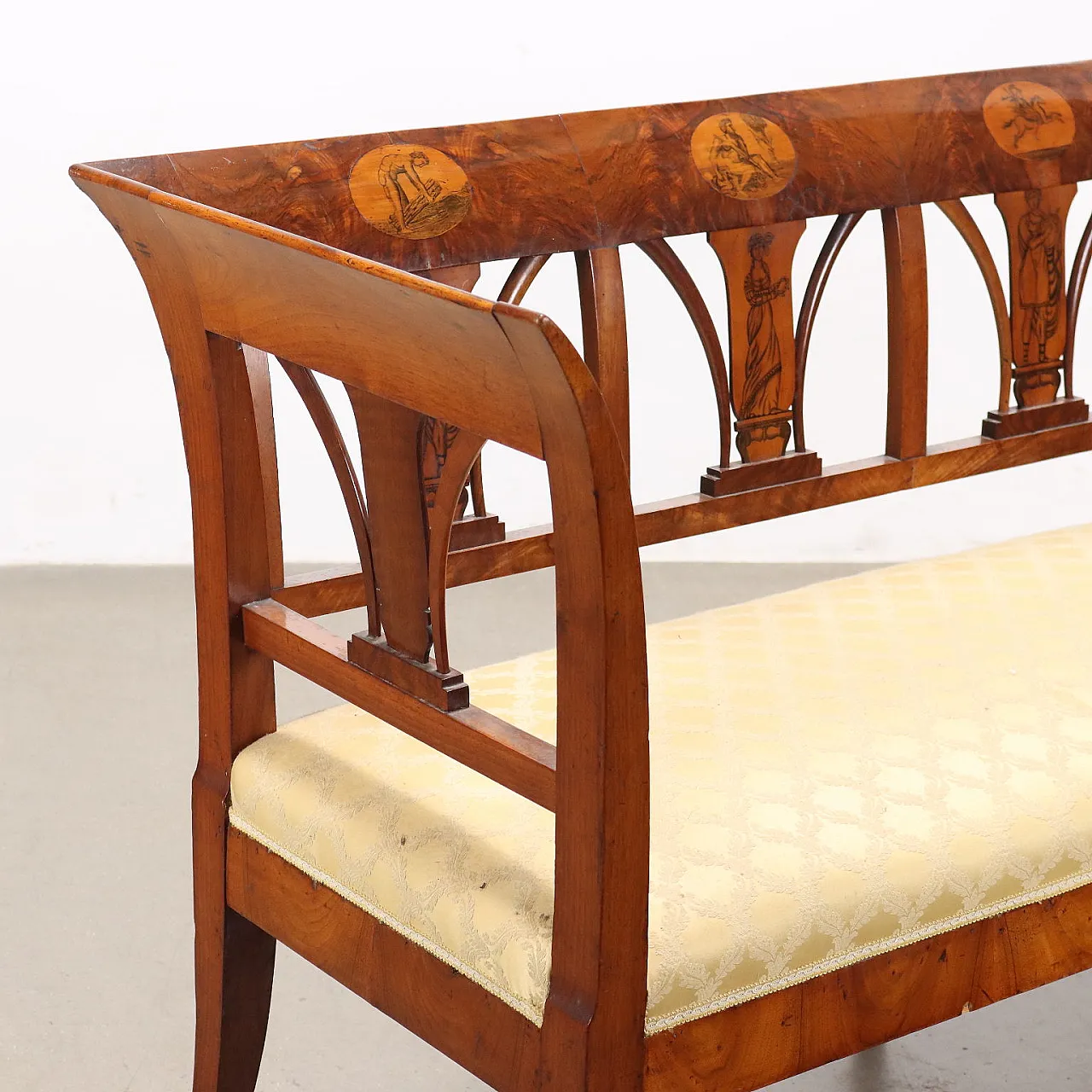 Divano Impero in noce e tessuto, '800 4