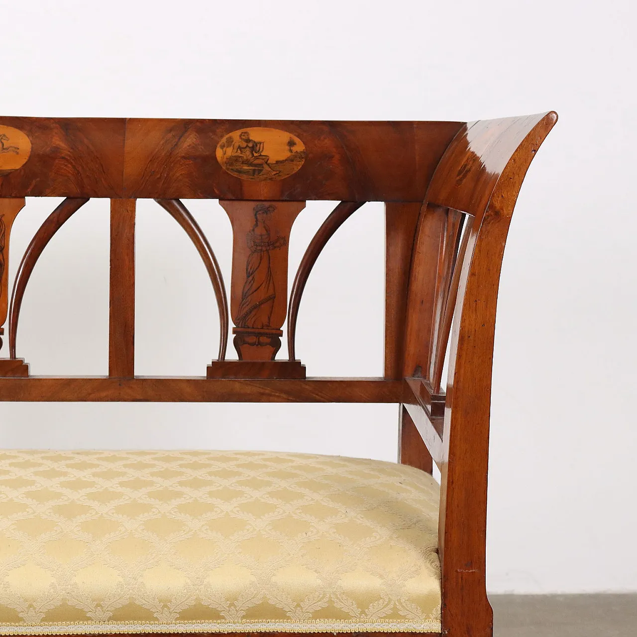 Divano Impero in noce e tessuto, '800 5