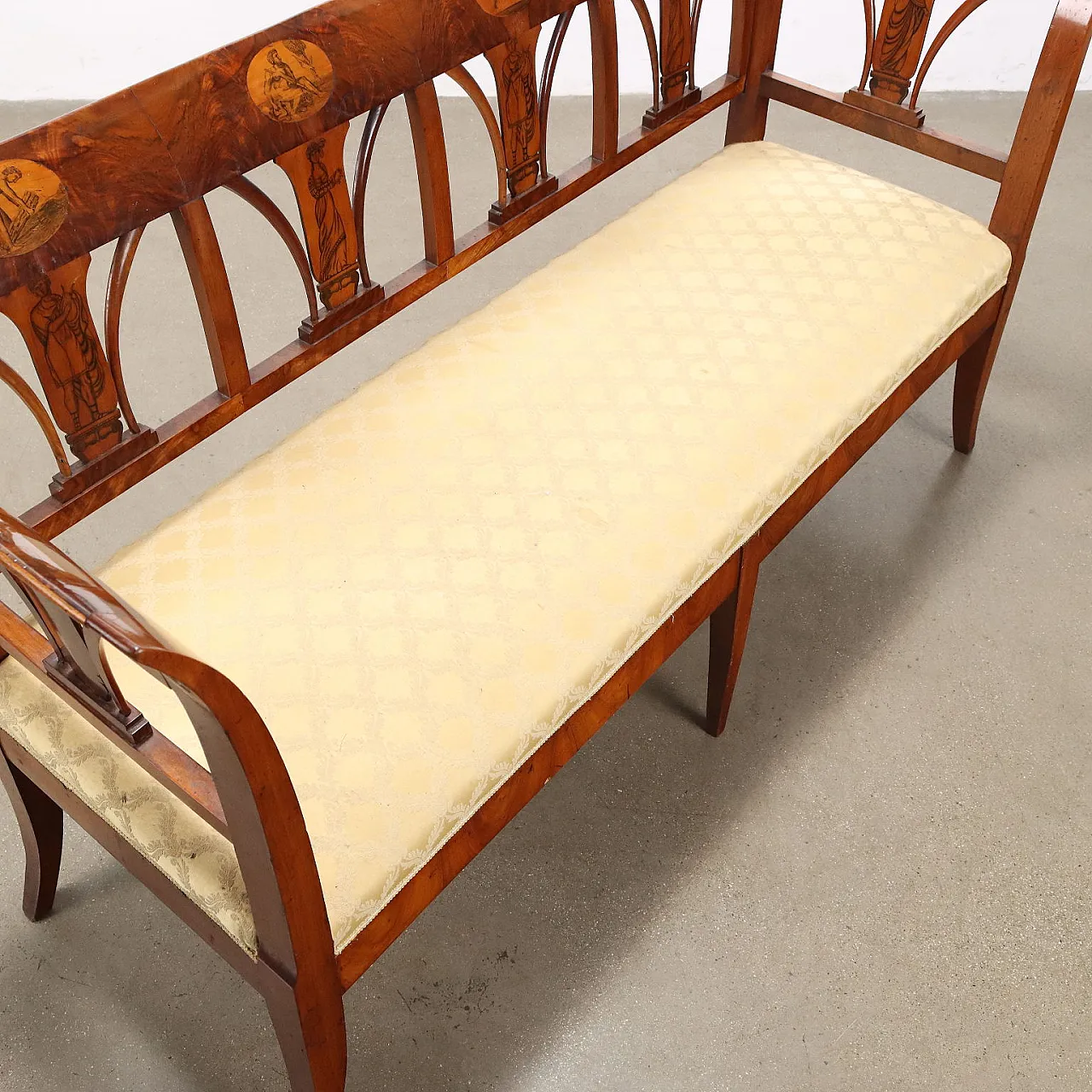 Divano Impero in noce e tessuto, '800 9