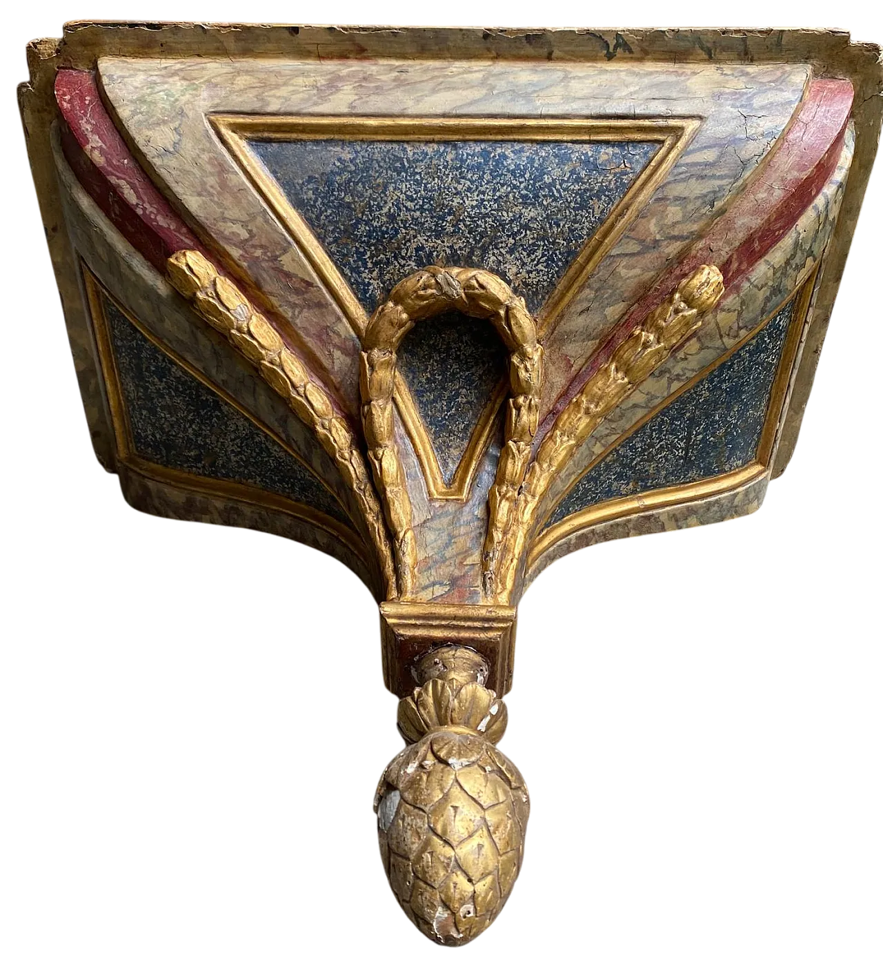 Carved, golden and painted wooden wrapping ciel, 18th century 6