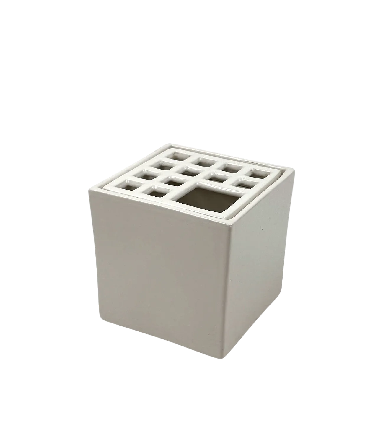 White Ikebana Ceramic Vase / Ashtray by Studio Opi, 70s 14