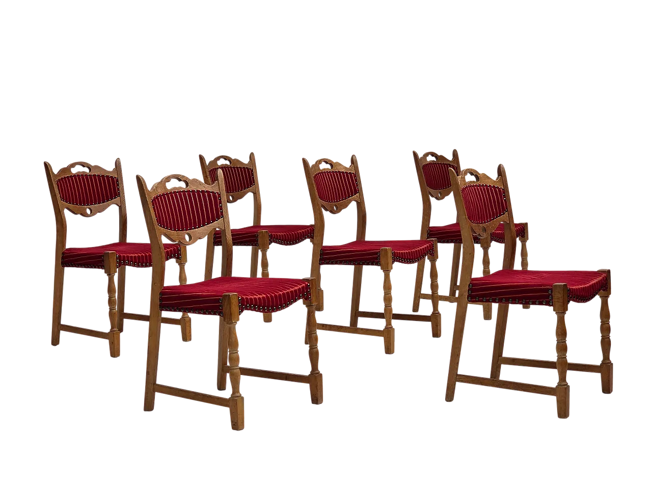 6 Danish dining chairs oak wood, 1970s 20