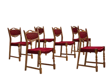 6 Danish dining chairs oak wood, 1970s