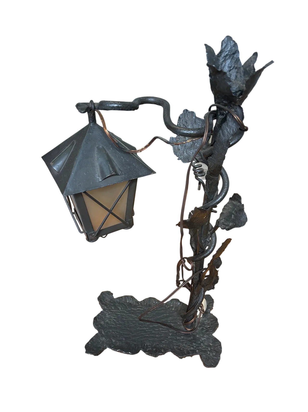 Lampada artigianale in ferro battuto, anni '70 8