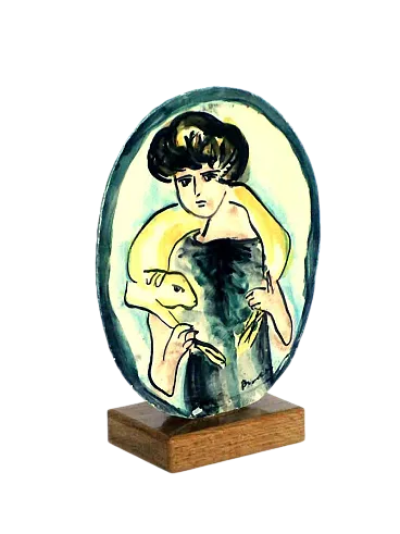 Piatto in ceramica di Remo Brindisi per Rossicone, anni '80