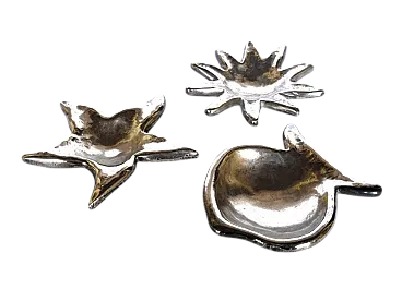 3 Posaceneri in metallo argentato di Edouard Rambaud, anni '70