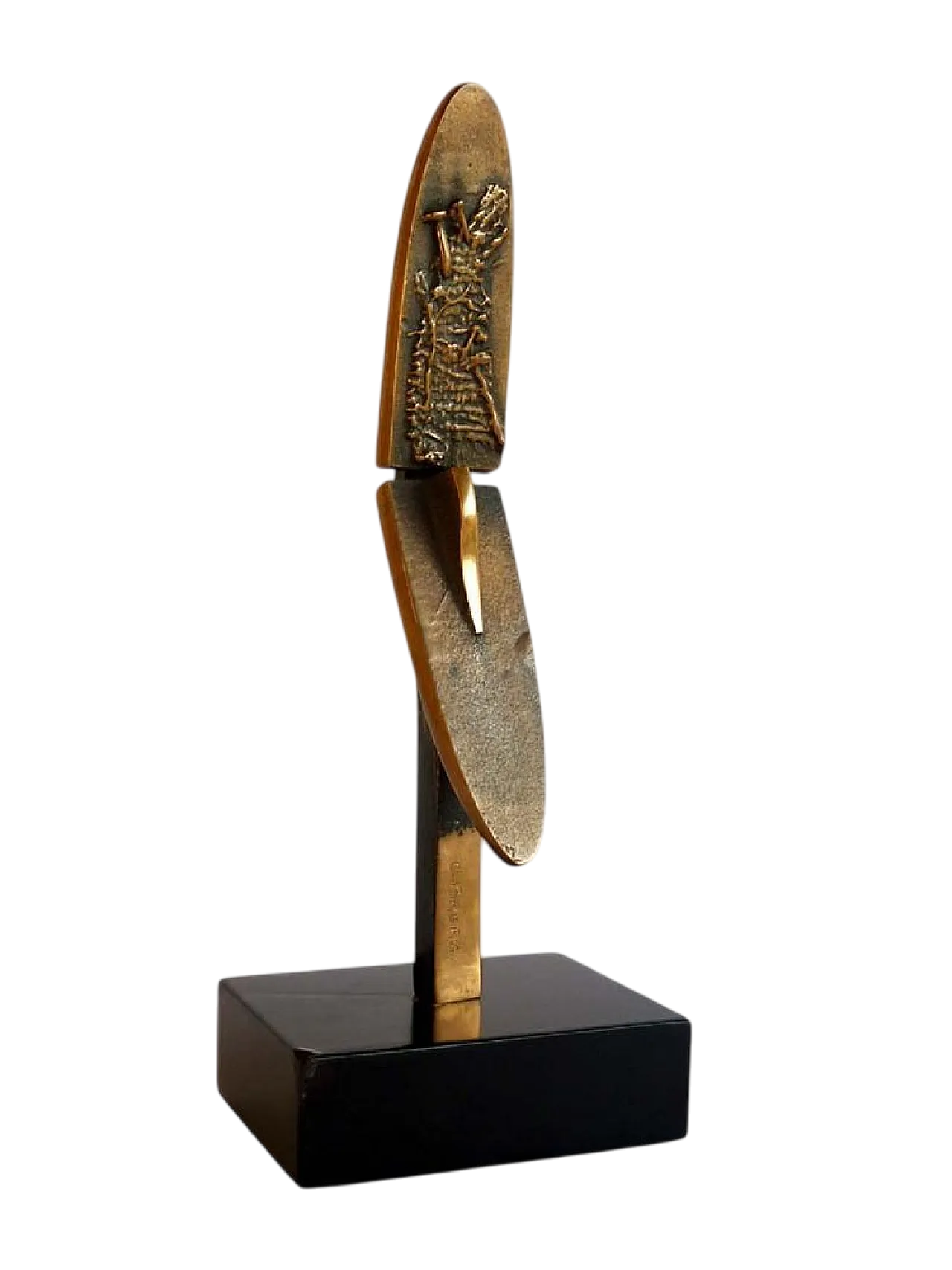 Scultura astratta in bronzo di Carlo Brera, anni '70 8