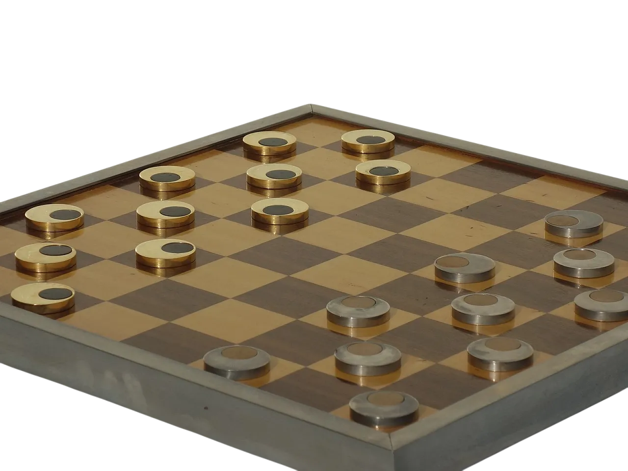 Tavolo da gioco in ottone e metallo cromato, anni '70 15