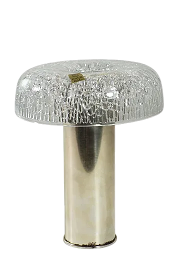 Space Age crystal and silver metal vase by Kristall Krisla, 1960s