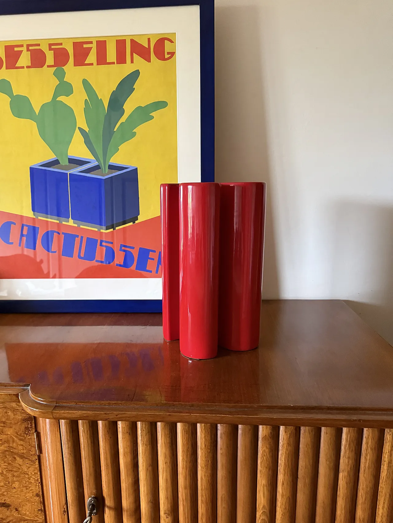 Franco Bettonica, Space age rare red ceramic vase, Gabbianelli Italy c 4