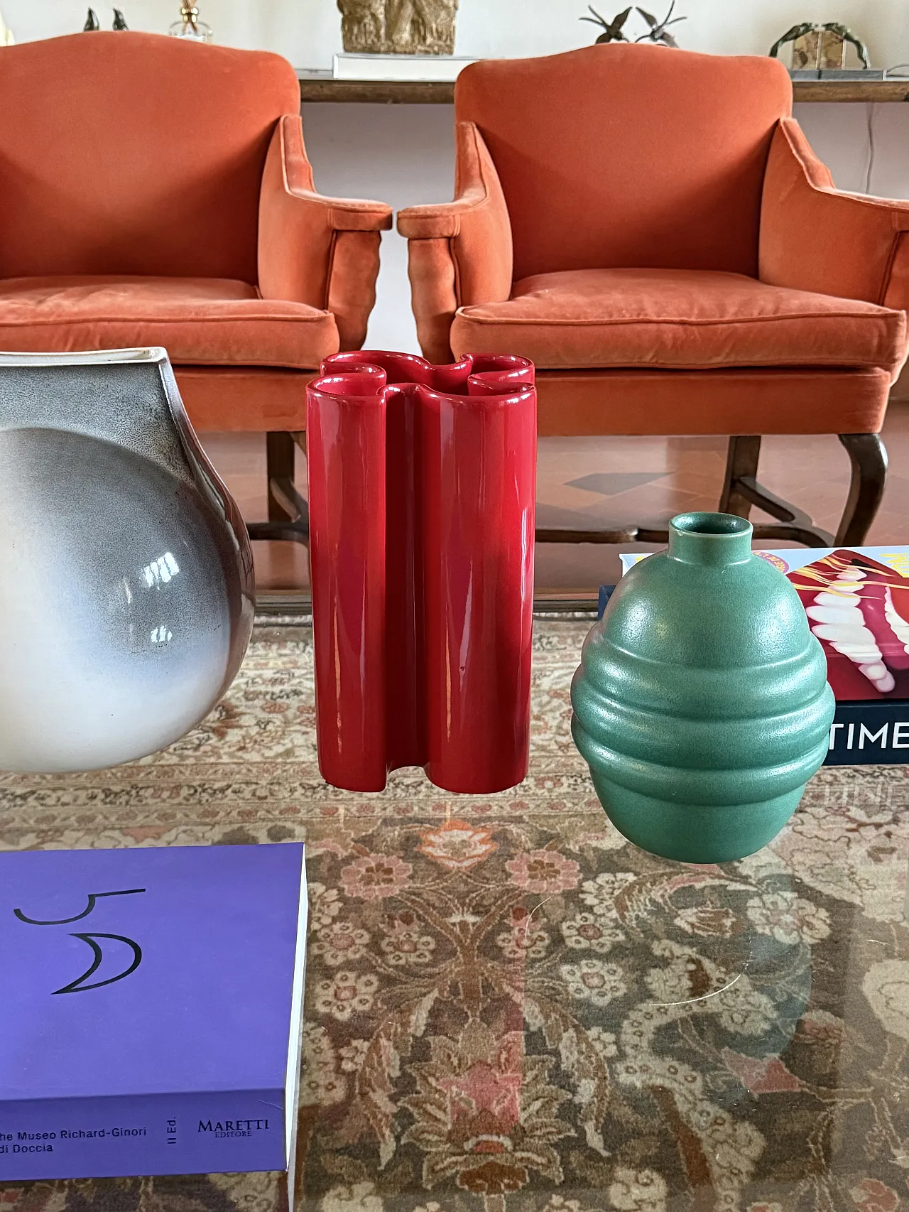 Franco Bettonica, Space age rare red ceramic vase, Gabbianelli Italy c 5