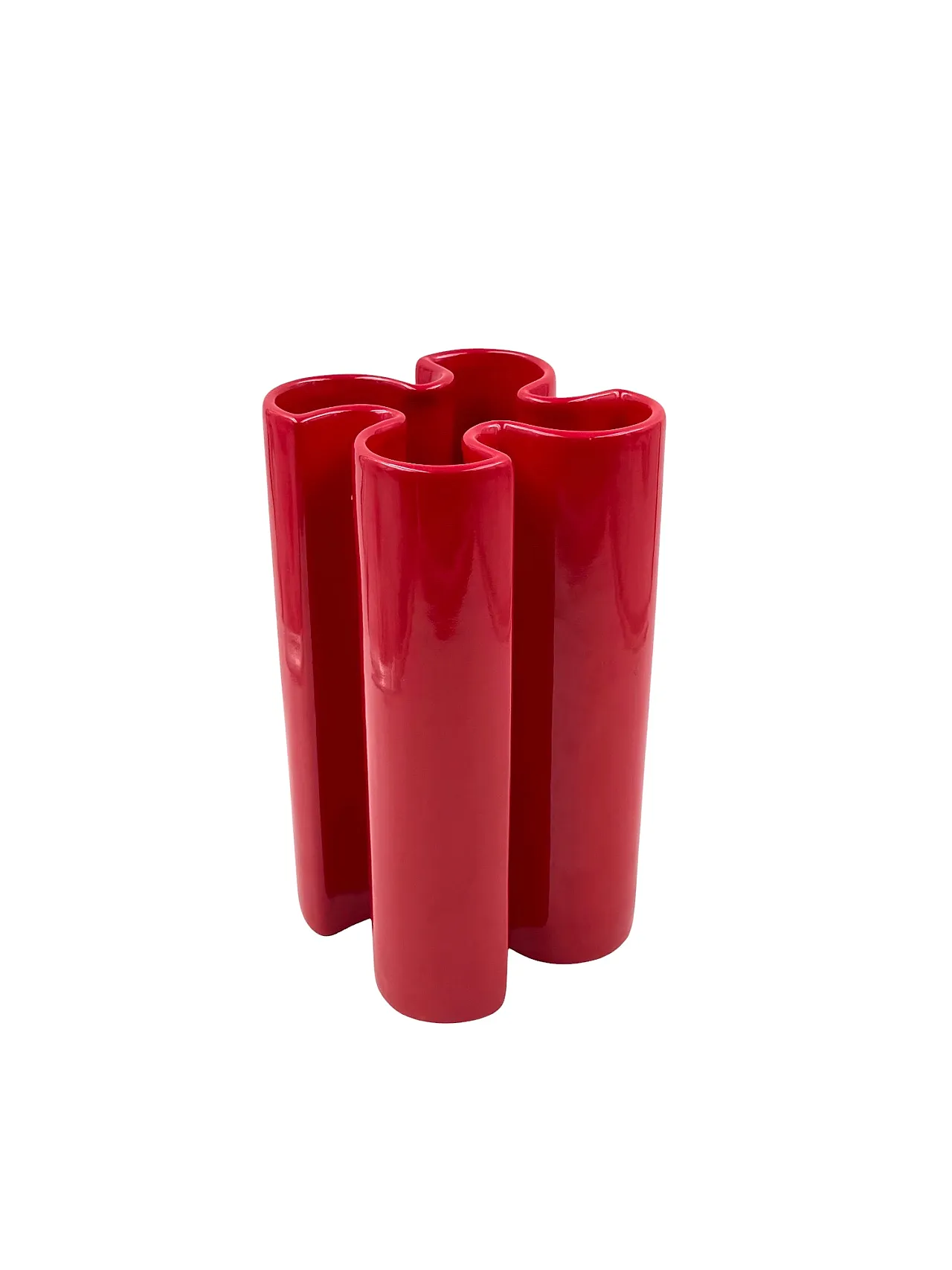 Franco Bettonica, Space age rare red ceramic vase, Gabbianelli Italy c 12