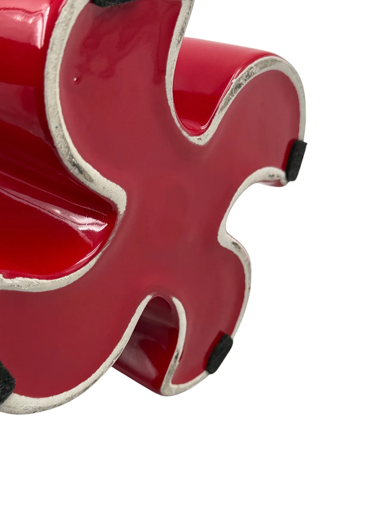 Franco Bettonica, Space age rare red ceramic vase, Gabbianelli Italy c 15