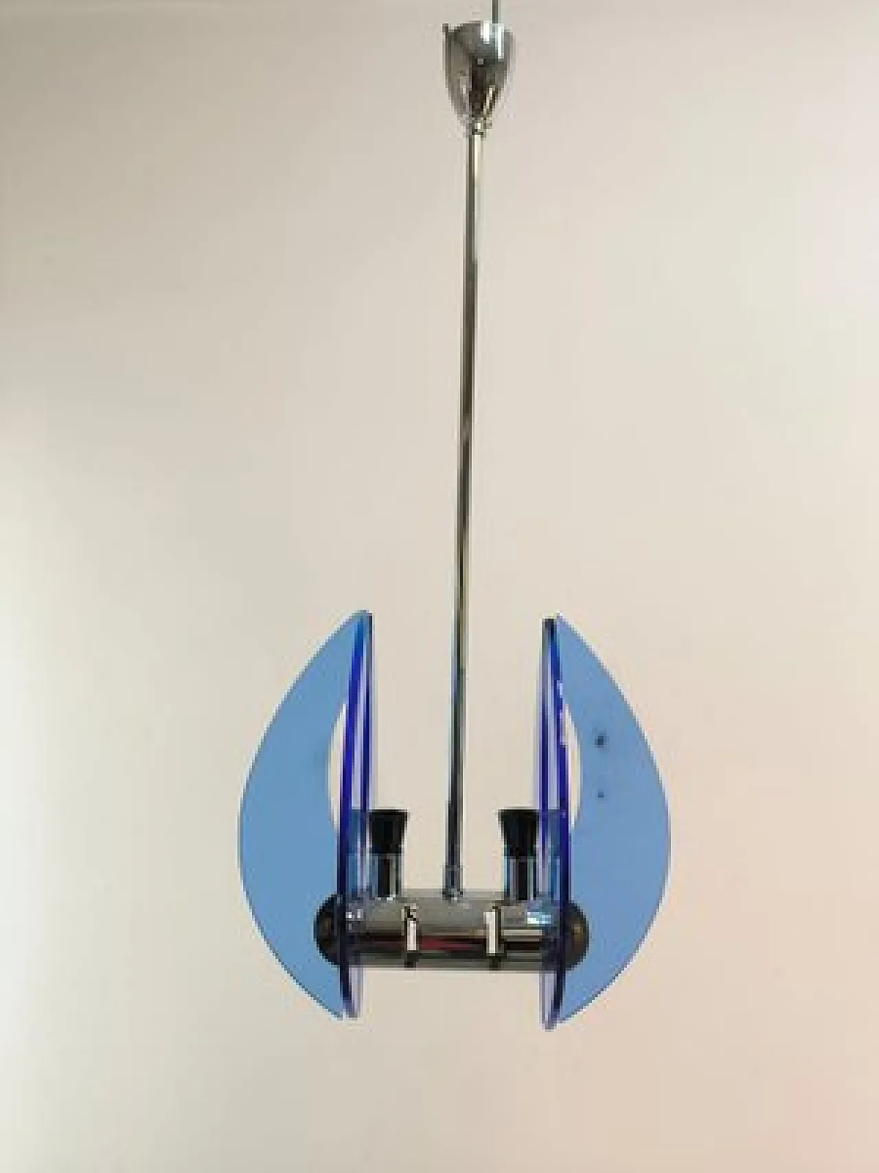 Sospensione Space Age in vetro blu, anni '70 2