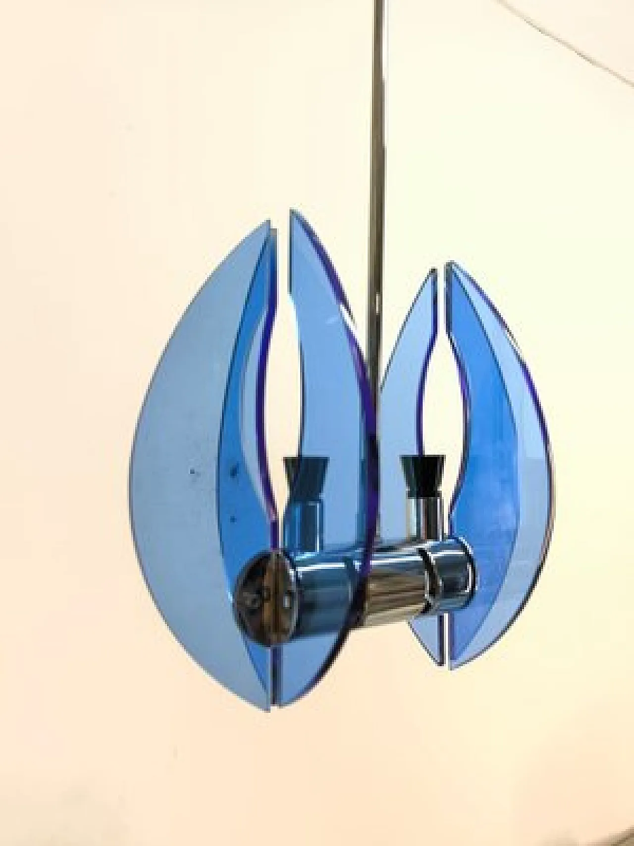 Sospensione Space Age in vetro blu, anni '70 8