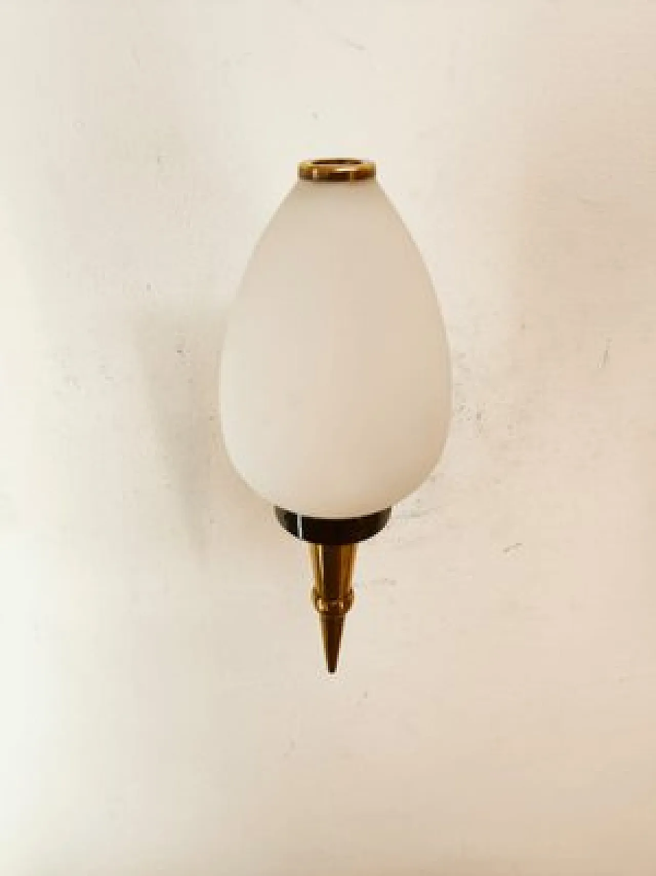 Brass wall light with opal glass, 1950s 6