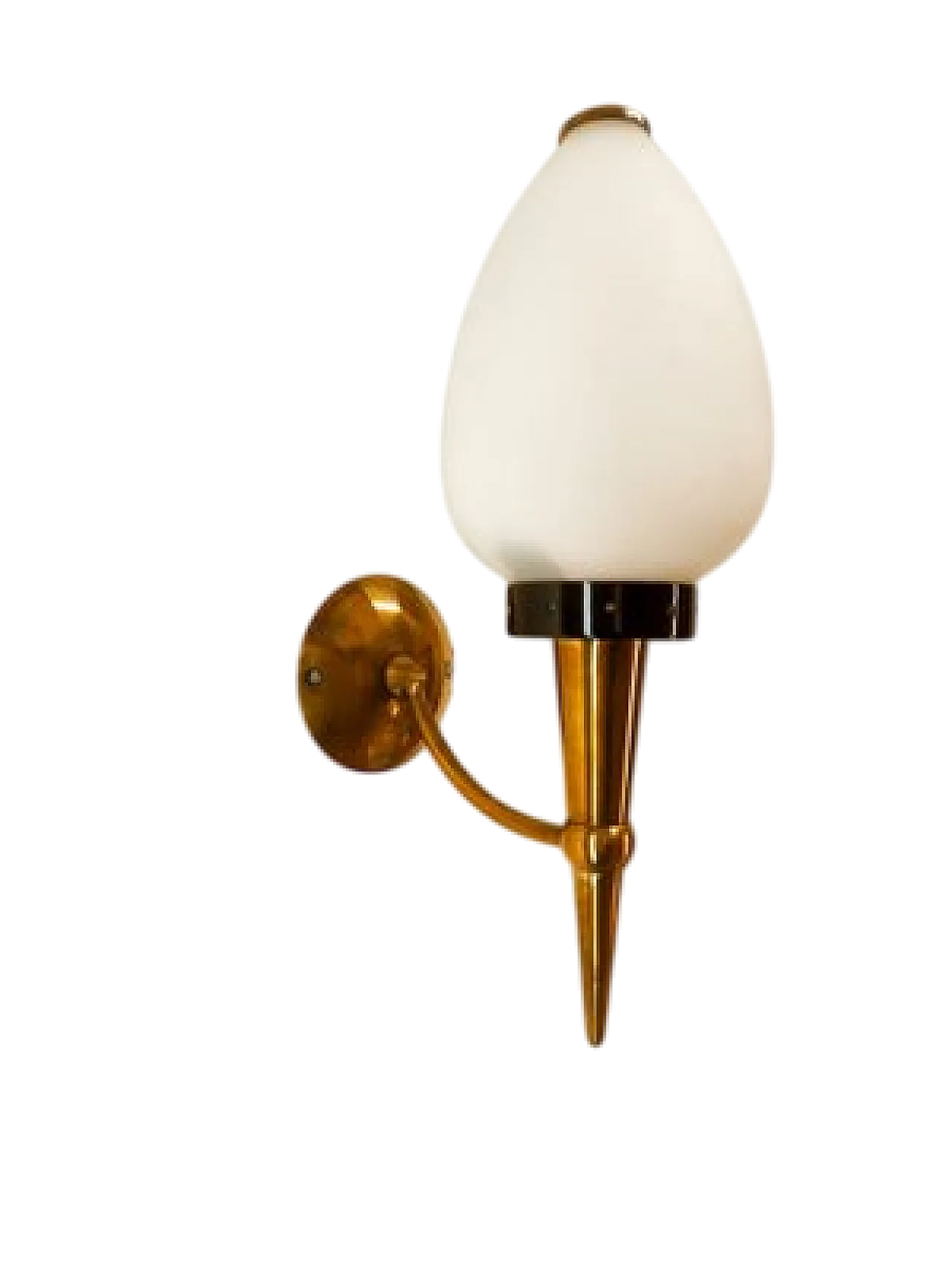 Brass wall light with opal glass, 1950s 8