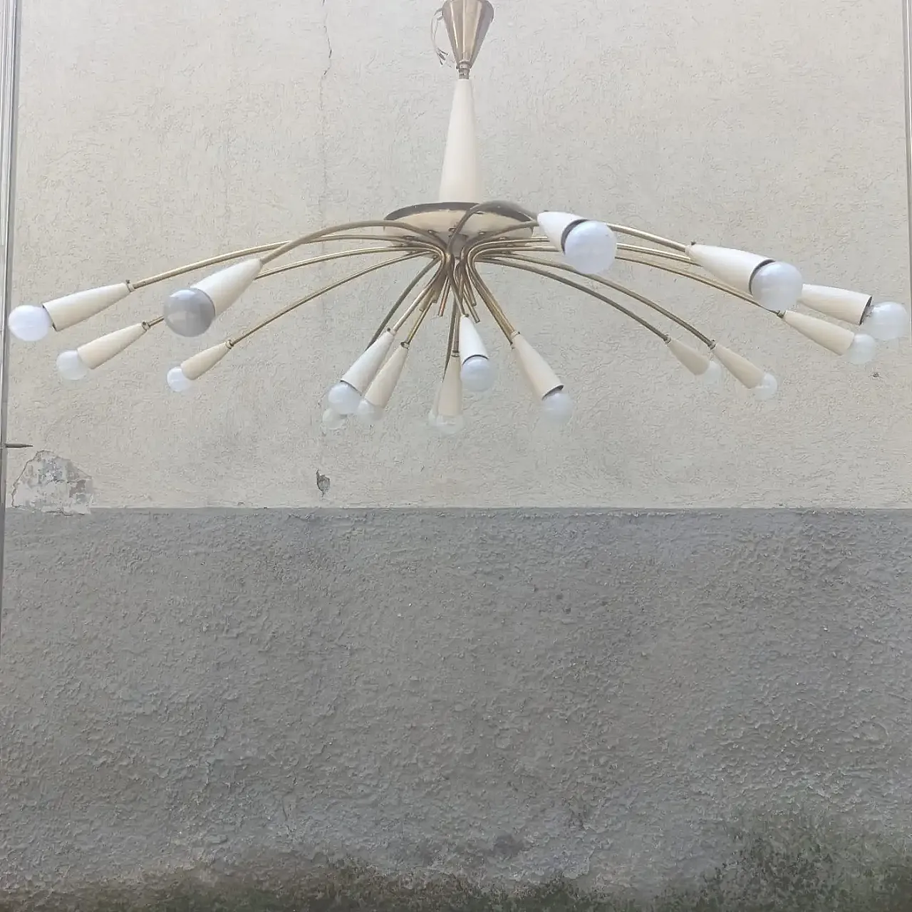 18-light brass chandelier, 1950s 4