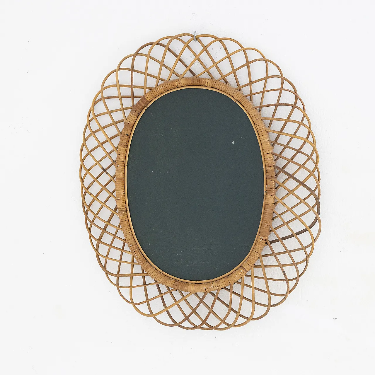 Oval mirror in woven moon, 1960s 1