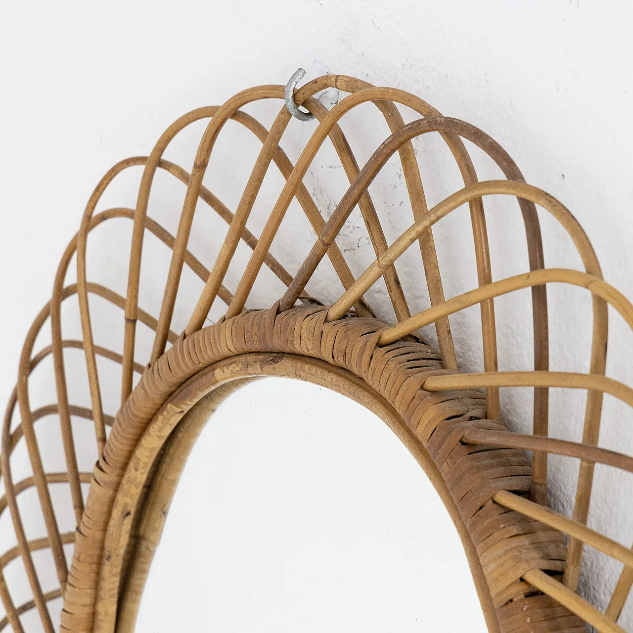 Oval mirror in woven moon, 1960s 2