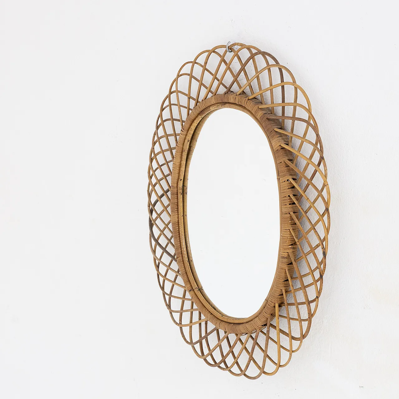 Oval mirror in woven moon, 1960s 3