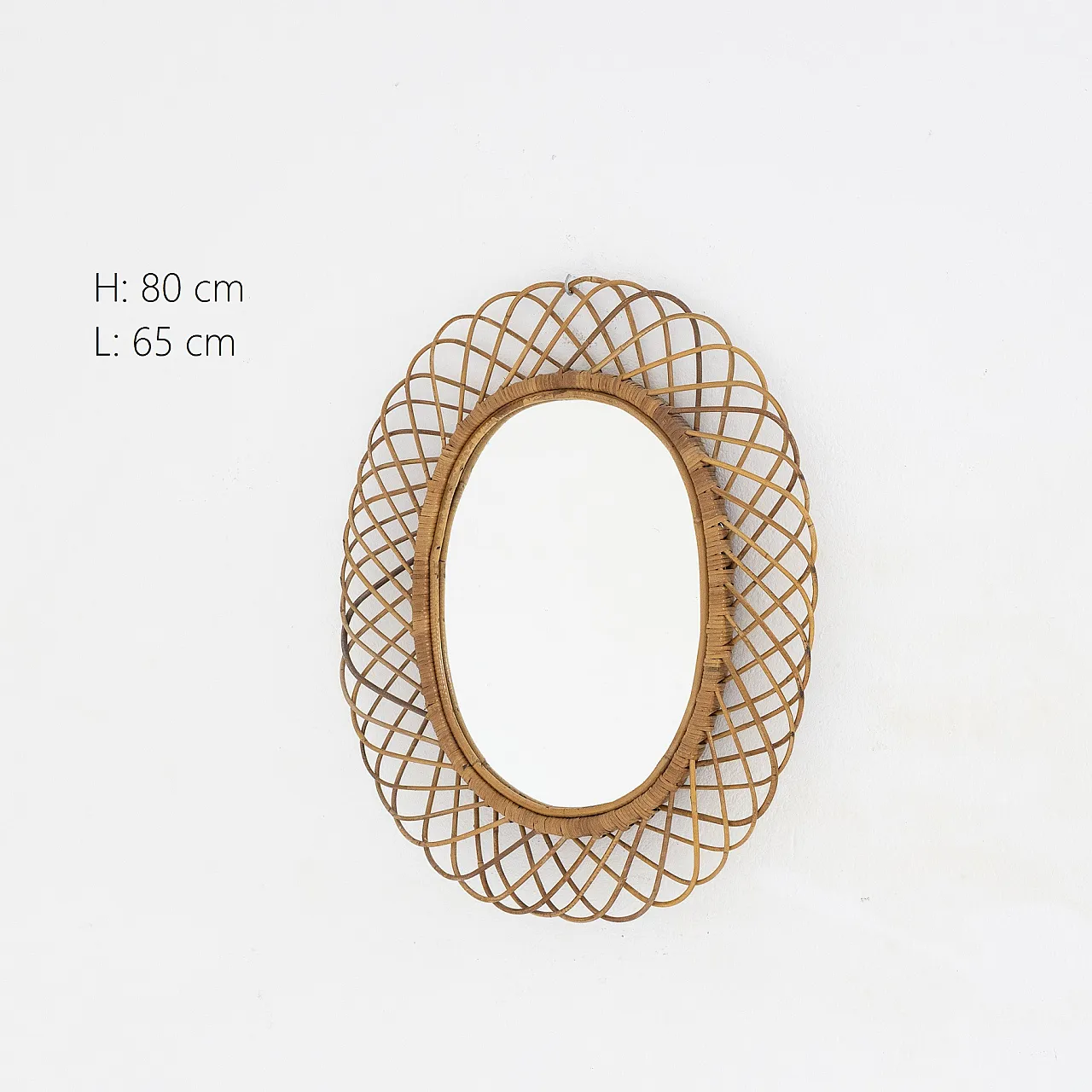 Oval mirror in woven moon, 1960s 4