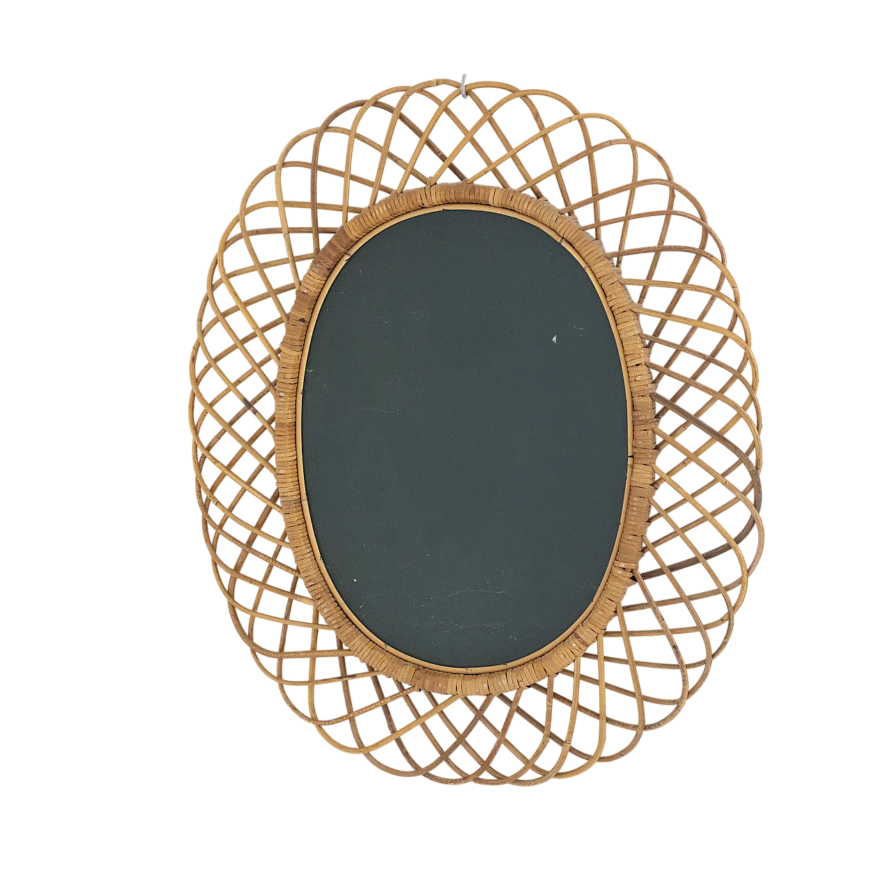 Oval mirror in woven moon, 1960s 5
