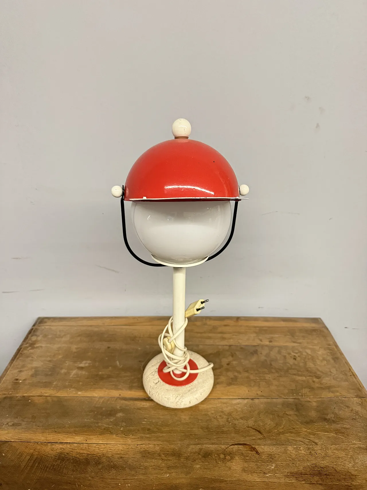 Lampada cappello base in travertino, anni '70 7