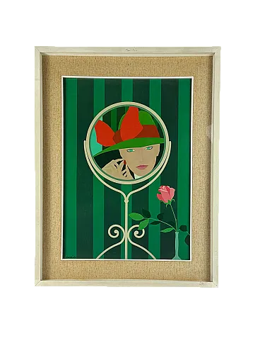 Hamlet from the coast, Original Sierigraph Framed, Milan Italy 1980s