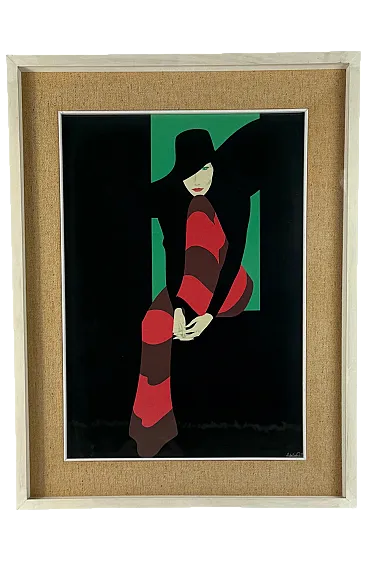 Hamlet from the coast, Original Sierigraph Framed, Milan Italy 1980s