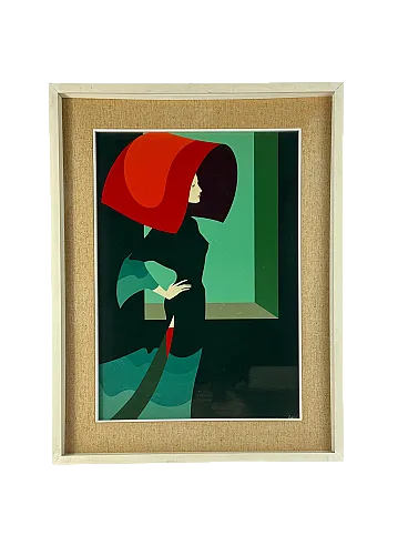 Hamlet from the coast, Original Sierigraph Framed, Milan Italy 1980s