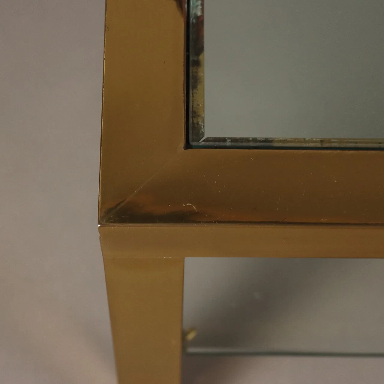 Grande tavolino da caffè in ottone e vetro, fine '900 6