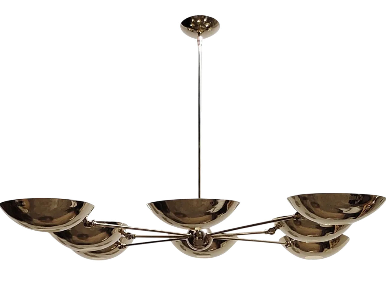 Brass chandelier with 8 adjustable dishes, 70s 6
