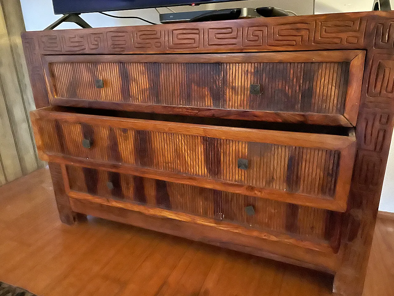 Exotic woods carved dresser, 2000s 1