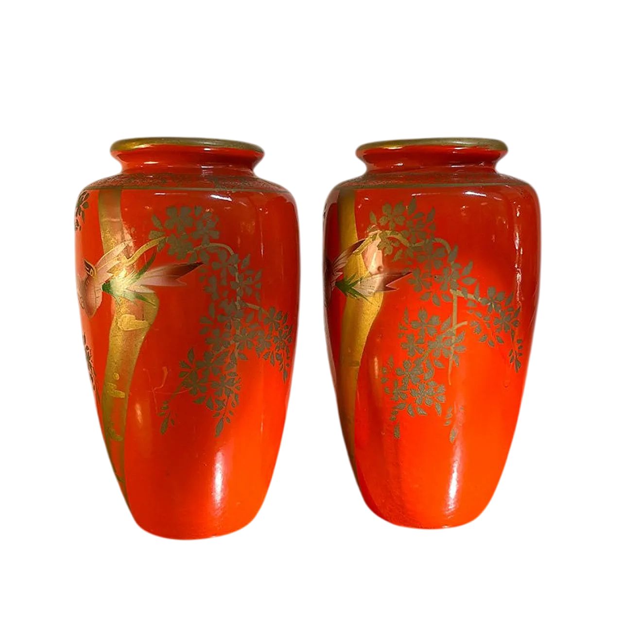 Coppia di vasi orientali in ceramica dipinta, anni '50 15