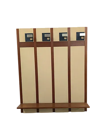 Appendiabiti da ingresso in ottone e legno, anni '70