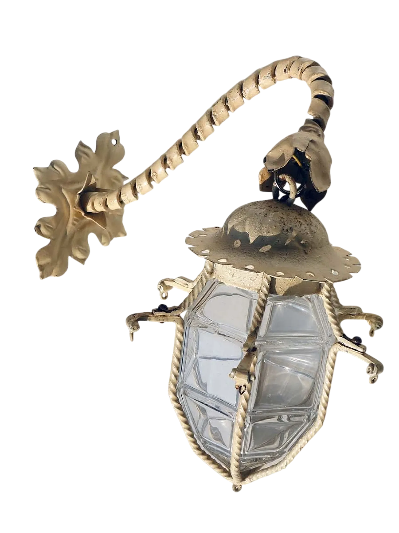 Lampada da parete Art Nouveau in ferro battuto, primo '900 6