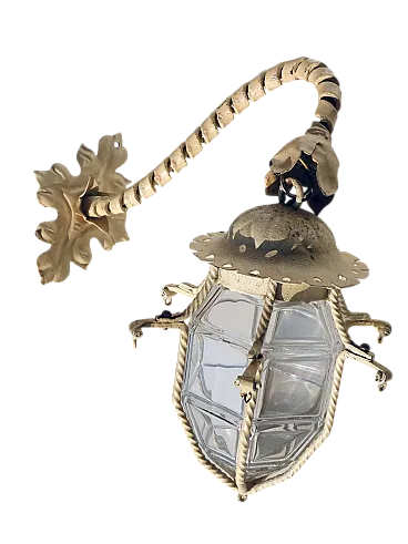 Lampada da parete Art Nouveau in ferro battuto, primo '900