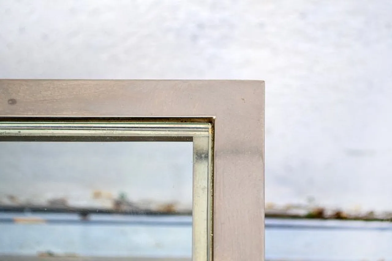 Consolle in ottone e vetro con rotelle, anni '70 5