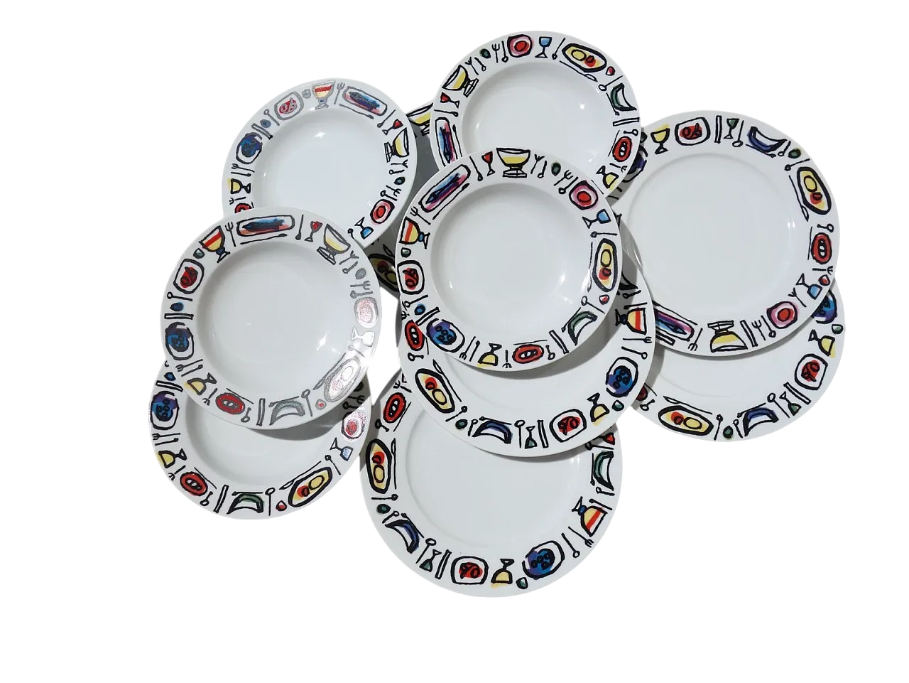 10 Piatti in porcellana di Emanuele Luzzati per Arteprima, anni 2000 7