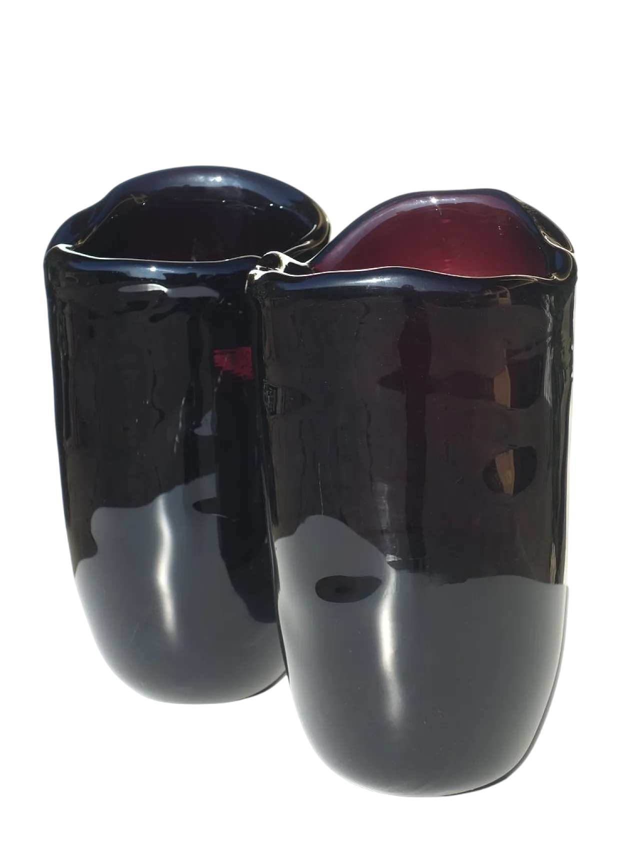 Coppia di vasi grandi in vetro di Murano viola di Seguso, anni '50 12