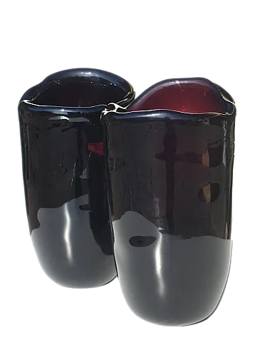 Pair of large purple Murano glass vases by Seguso, 1950s
