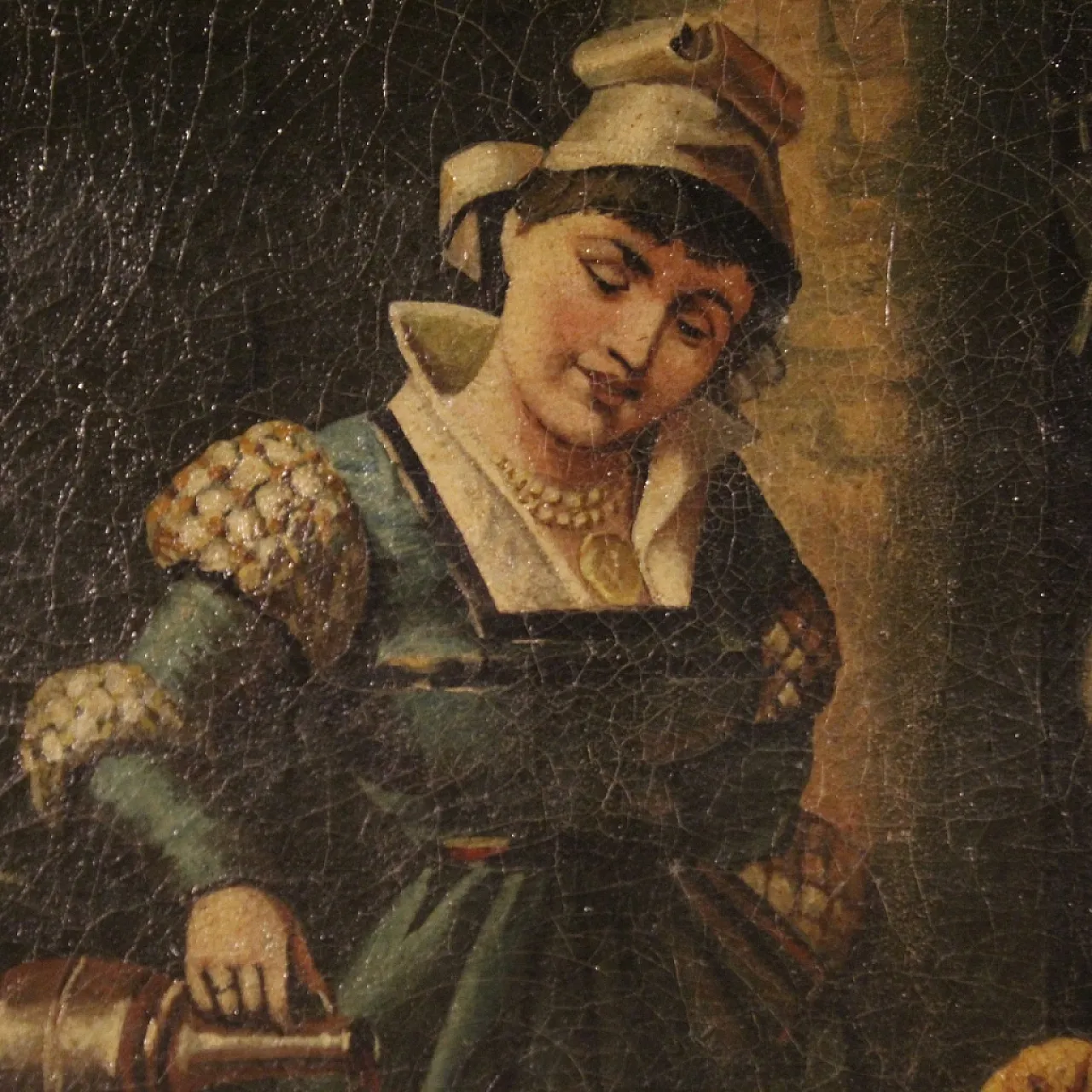 Dipinto italiano scena d'interno, '900 6