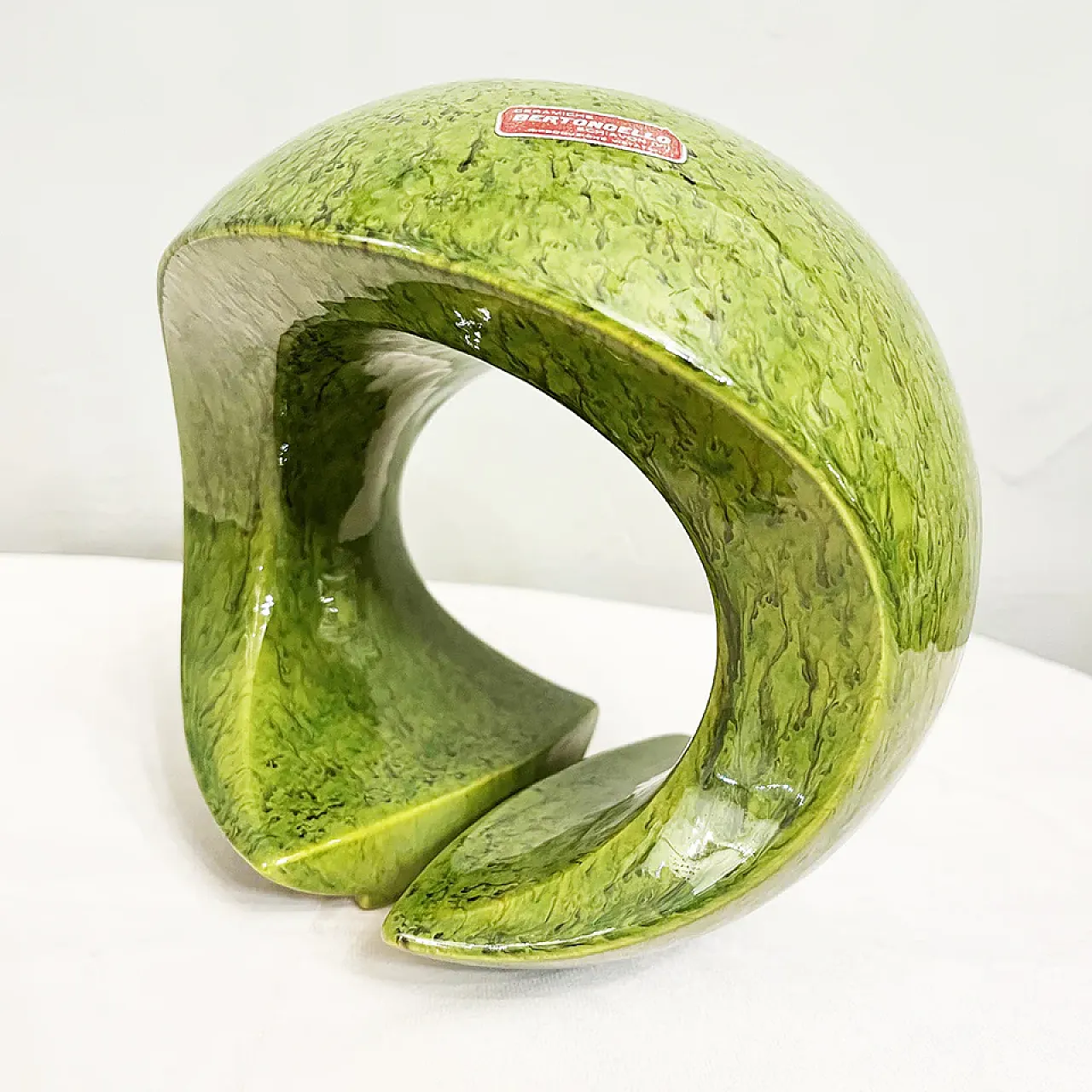 Roberto Rigon green sculpture vase for Bertoncello, 1950s | intOndo