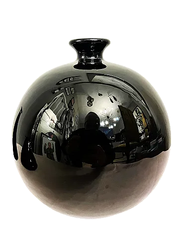 Black ceramic spherical vase, 1950s
