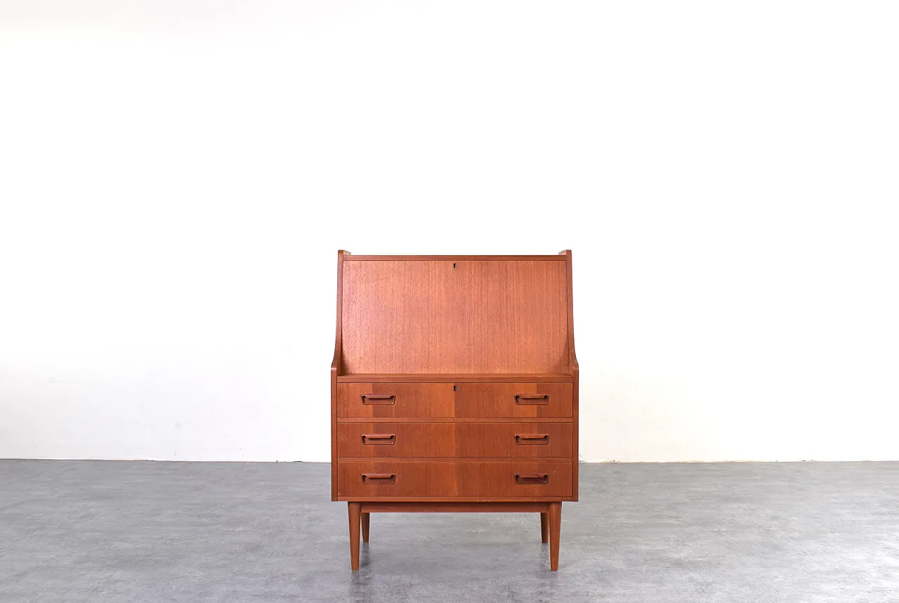 Danish Teak Secretary by Gunnar Nielsen for Tibergaard, 1960s 1