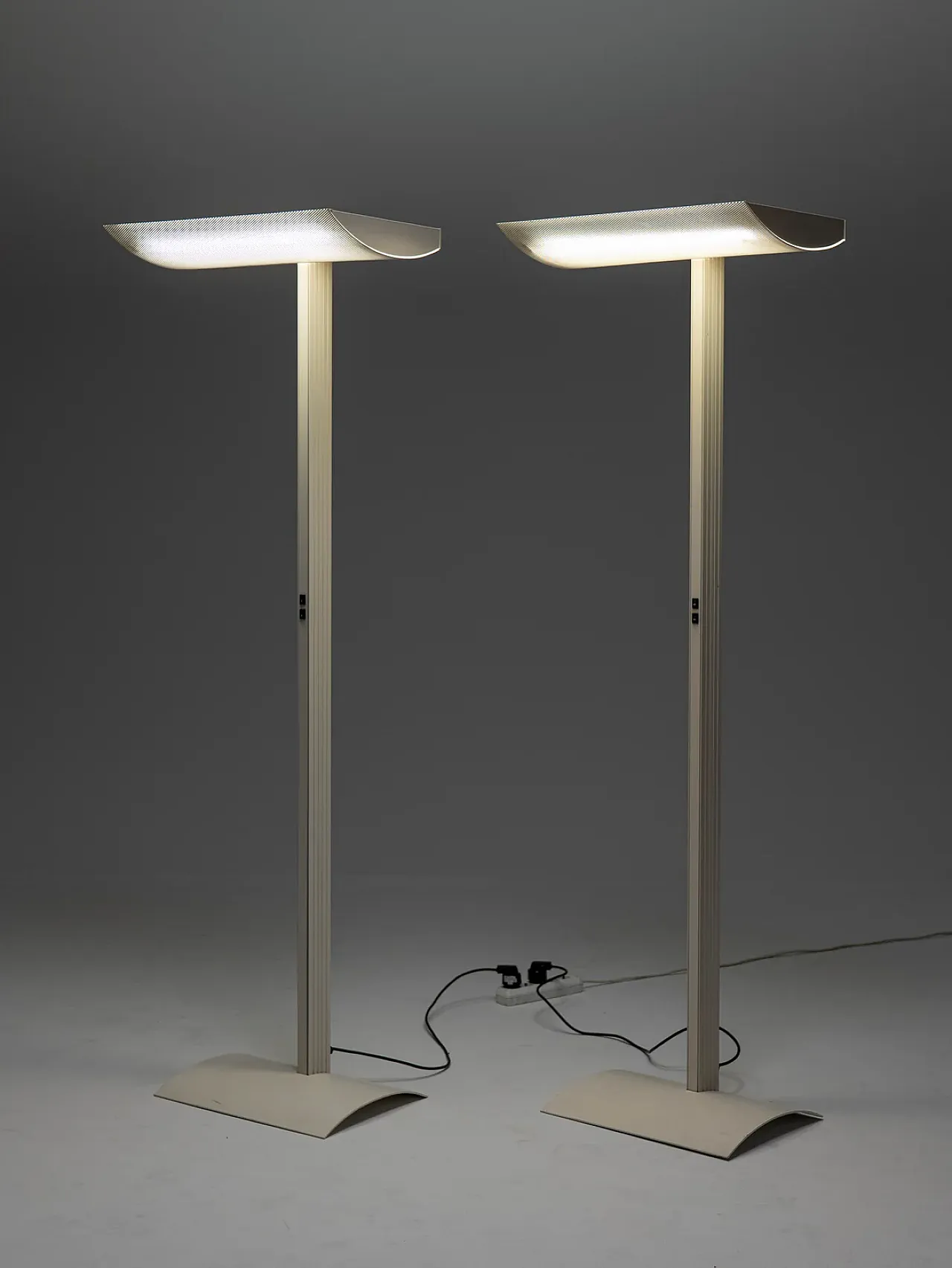 Pair of white Sames floor lamps, 1980s 1