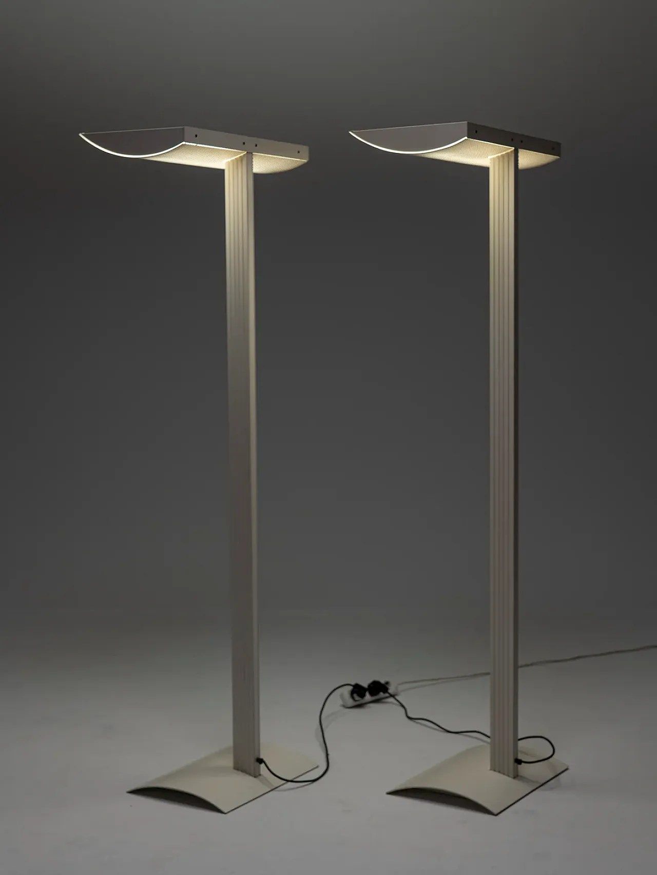 Pair of white Sames floor lamps, 1980s 3