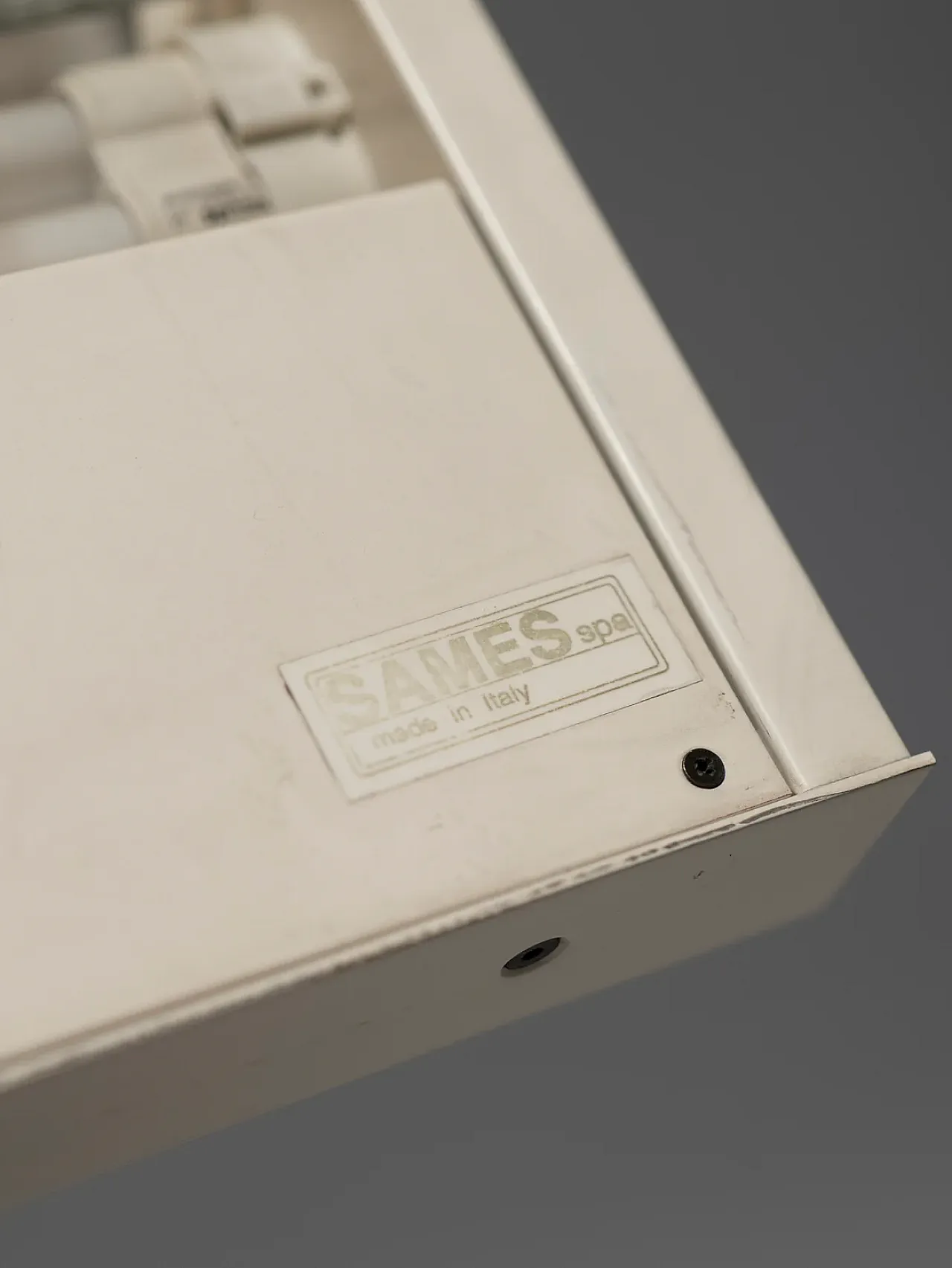 Pair of white Sames floor lamps, 1980s 10